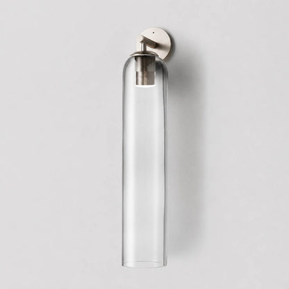 Torva glass wall sconce gold clear cylinder glass shade modern minimal white background front view
