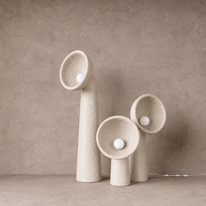 Size chart of the Totem sculptural floor lamp showing the 31.5 39.4 and 58.3 inch heights