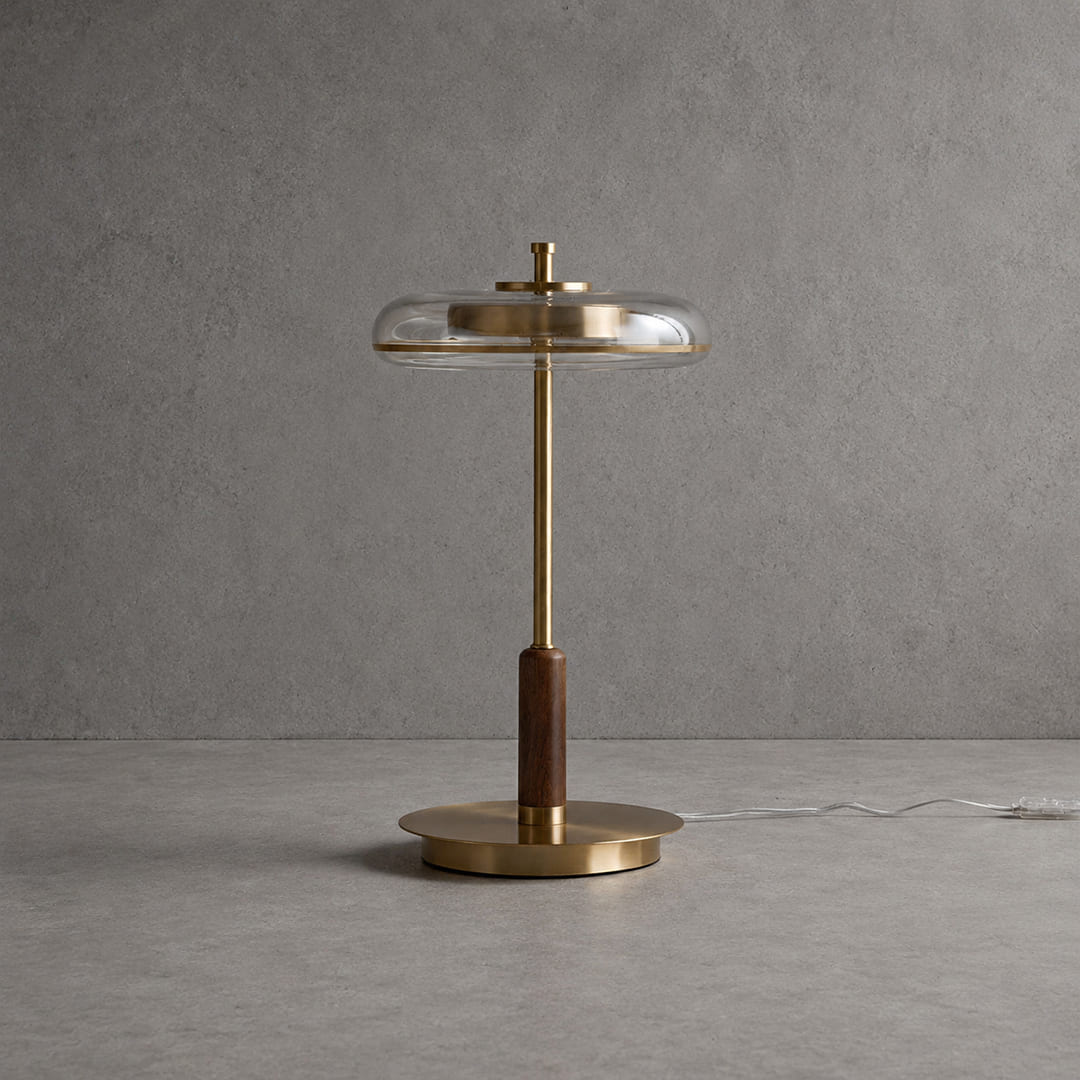 Trio table lamp clear glass shade premium optical translucent soft uniform light American style luxury detail close up craftsmanship