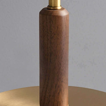 Trio table lamp walnut wood grain natural rich brown warm handcrafted American style earthy detail close up material quality