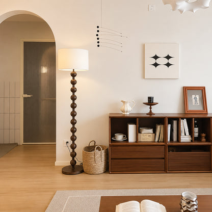 Tronco floor lamp nature wood modern entryway foyer welcome accent tall 63 inch statement natural wood white fabric shade Scandinavian minimalist warm ambient elegant sophisticated lifestyle interior American home