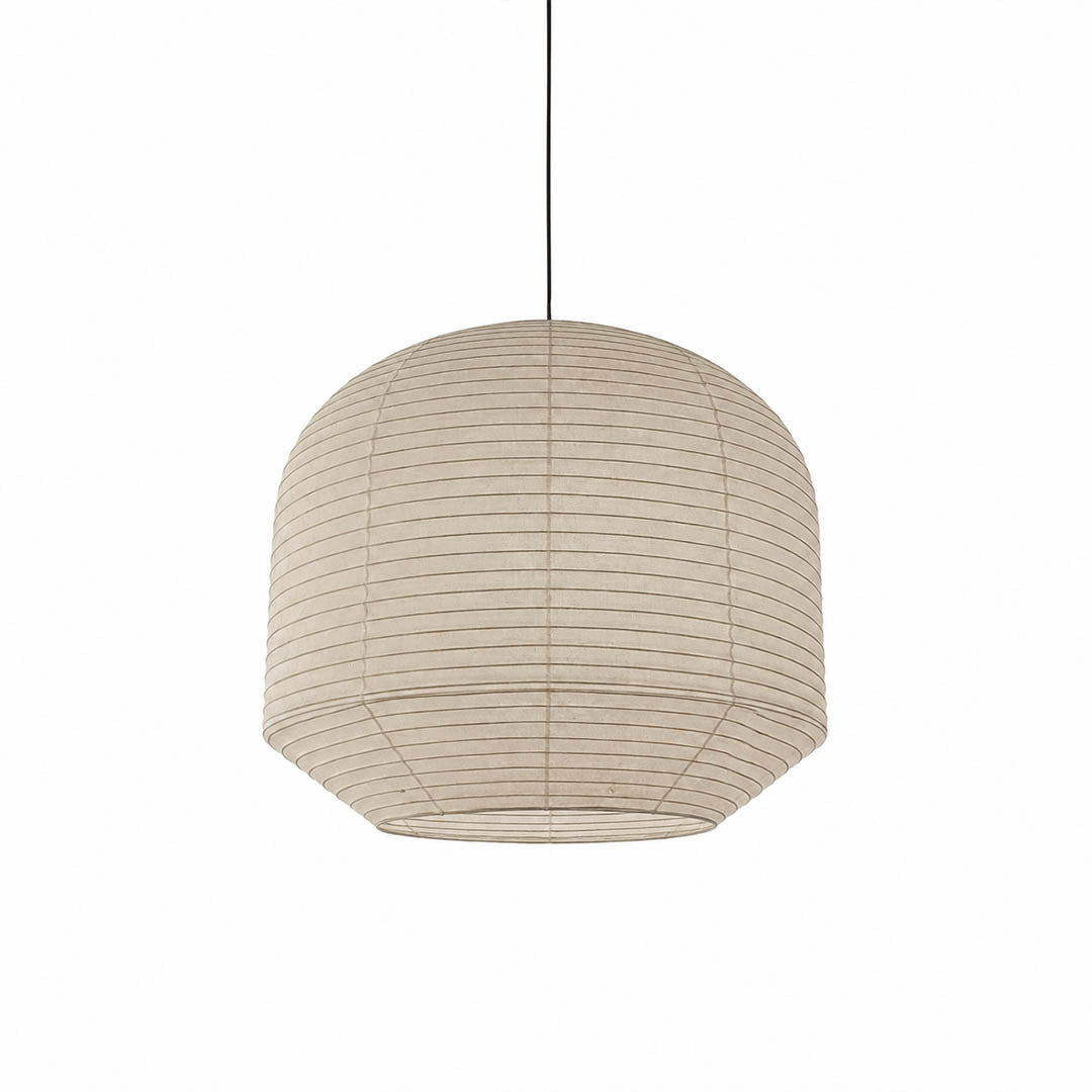 Tsuki pendant light Japanese washi paper round lantern 34.6 inch handcrafted rounded sculptural minimalist warm glow modern dining kitchen statement large white background