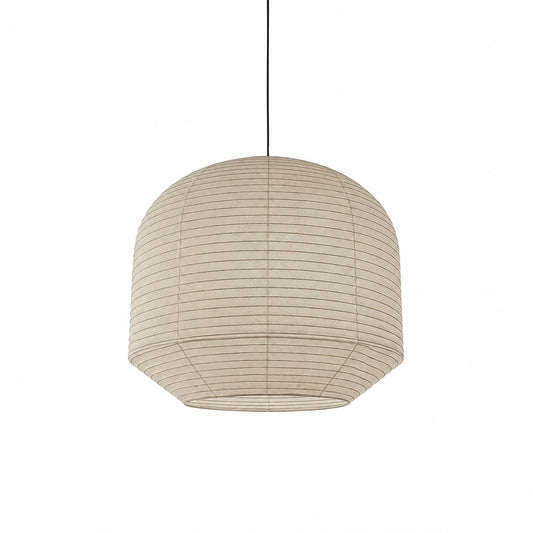 Tsuki pendant light Japanese washi paper round lantern 34.6 inch handcrafted rounded sculptural minimalist warm glow modern dining kitchen statement large white background