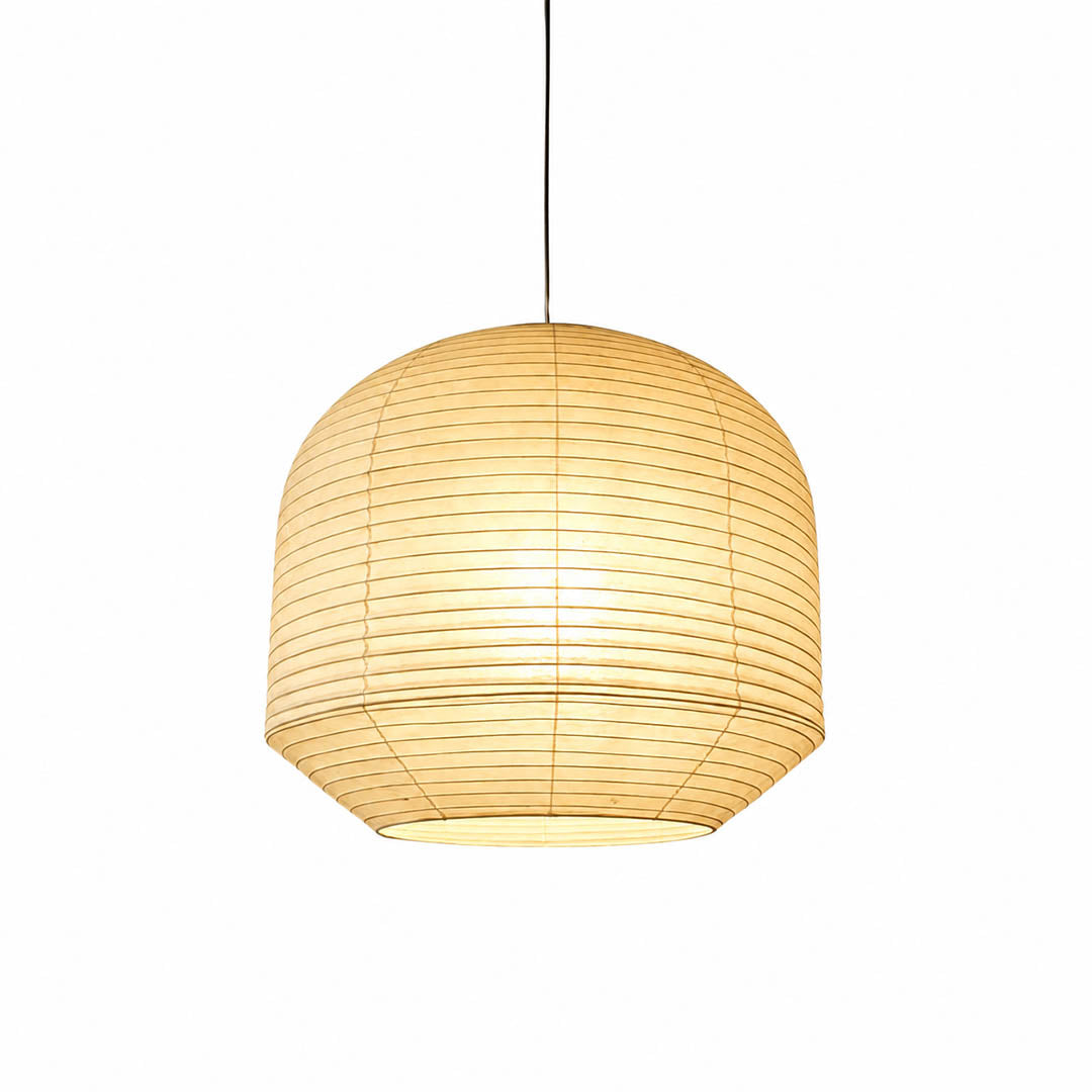 Tsuki pendant light Japanese washi paper round lantern 34.6 inch handcrafted rounded sculptural minimalist warm glow modern dining kitchen statement large white background