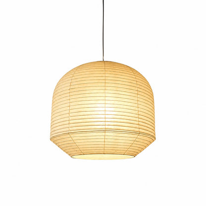 Tsuki pendant light Japanese washi paper round lantern 34.6 inch handcrafted rounded sculptural minimalist warm glow modern dining kitchen statement large white background