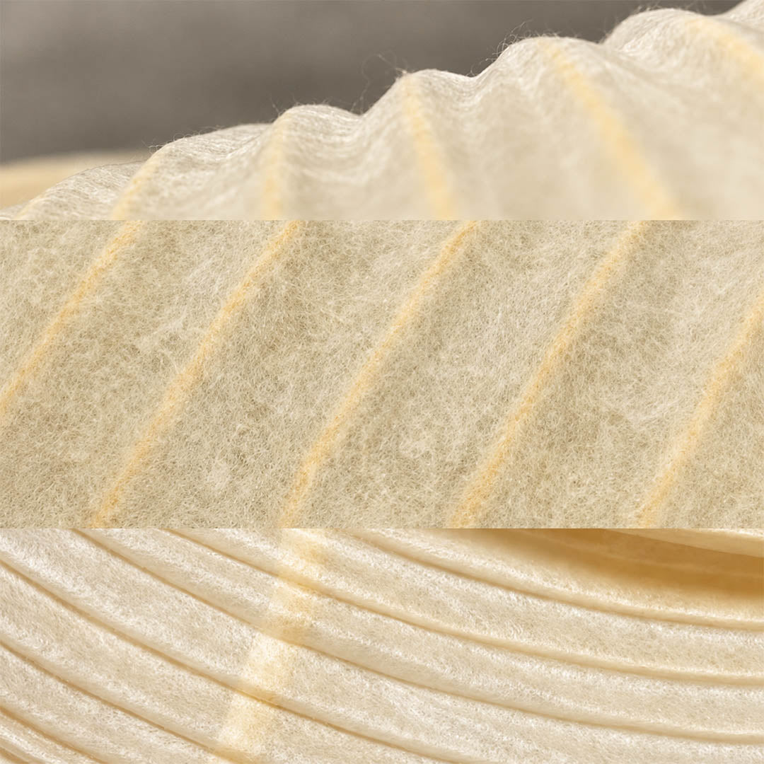 Tsuki pendant light washi paper natural texture Japanese handmade fibrous soft filter detail close up craftsmanship imported authentic