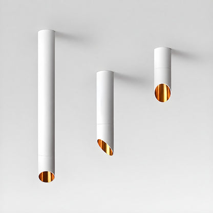 Size chart of the Tubo ceiling downlight showing the 9.1 15.7 and 23.6 inch heights