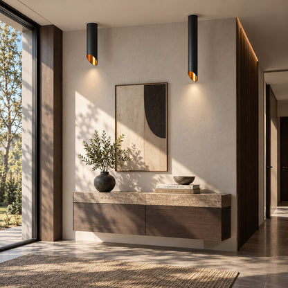 Tubo tube ceiling downlight lighting an entryway with a clean downward beam