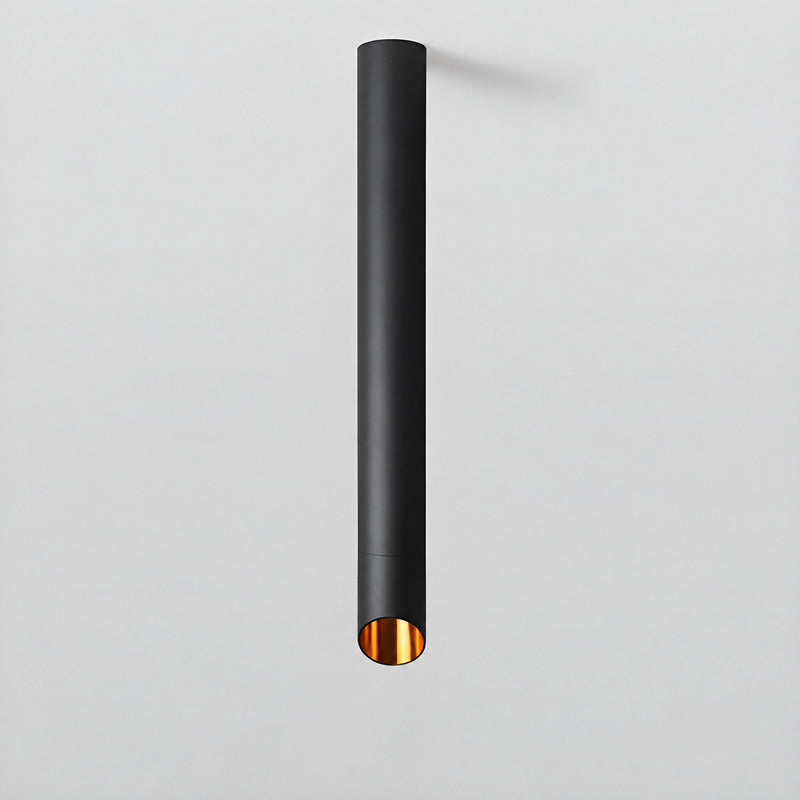 Tall 23.6-inch black Tubo ceiling downlight as an architectural accent on a high ceiling