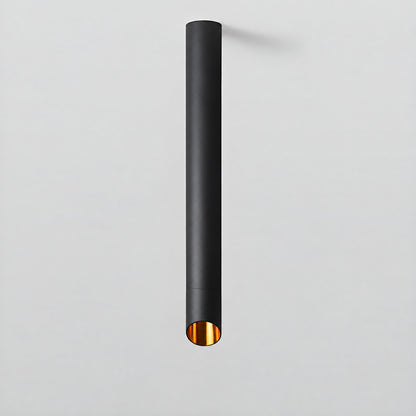 Tall 23.6-inch black Tubo ceiling downlight as an architectural accent on a high ceiling