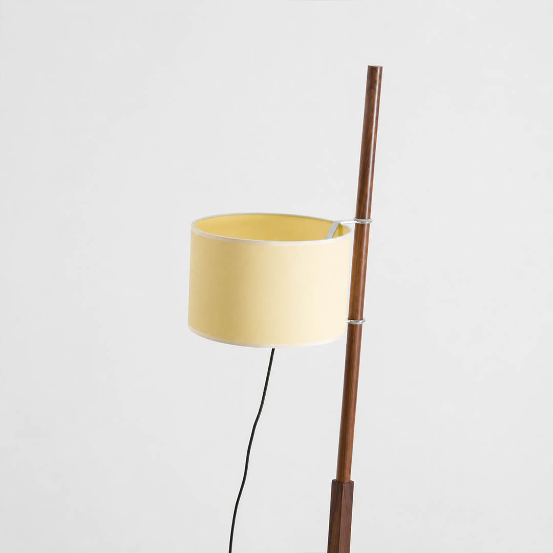 Vara floor lamp slender wood rod pole vertical column solid grain texture natural nature wood minimalist Miguel Mila inspired detail close up craftsmanship