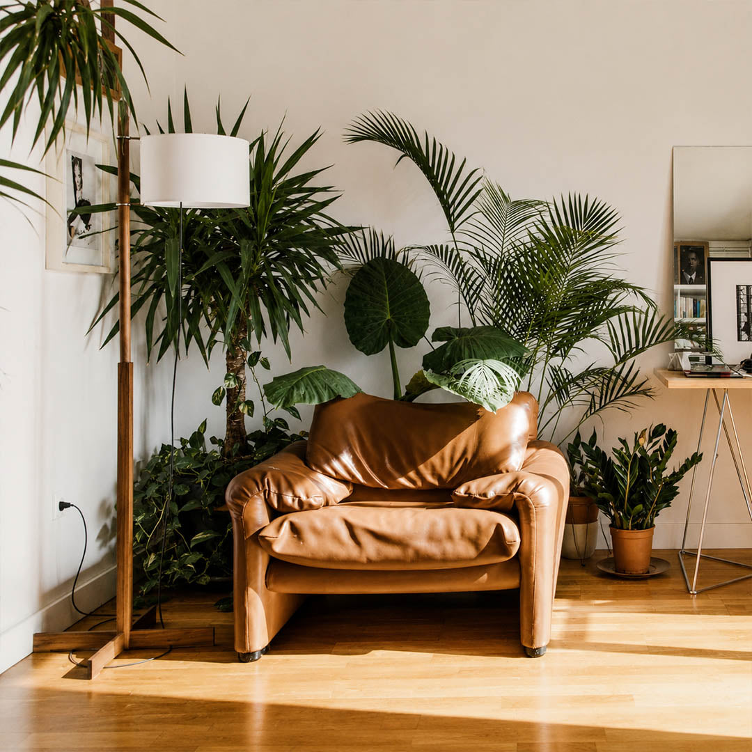 Vara floor lamp nature wood modern living room sofa side minimalist Miguel Mila inspired Scandinavian Japandi wooden rod beige linen drum warm ambient calm serene lifestyle interior