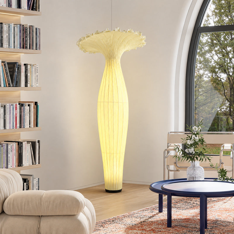 Vaso fabric floor lamp adding a warm sculptural touch to a study or home office corner