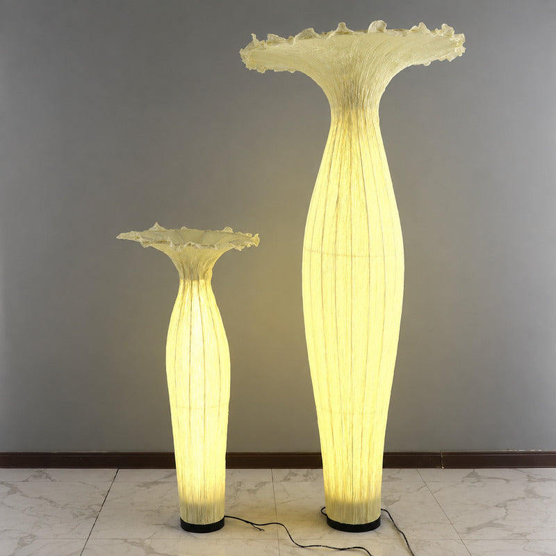 Size chart of the Vaso fabric floor lamp showing the 43.3 59.1 and 70.9 inch heights