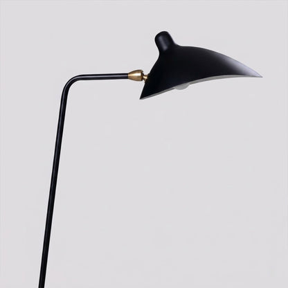 Vega aluminum reflector black exterior white interior shade detail amplifies bulb brightness mid century design