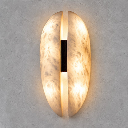 Small Velo alabaster wall sconce 7.3 by 14.2 inches with warm white LED