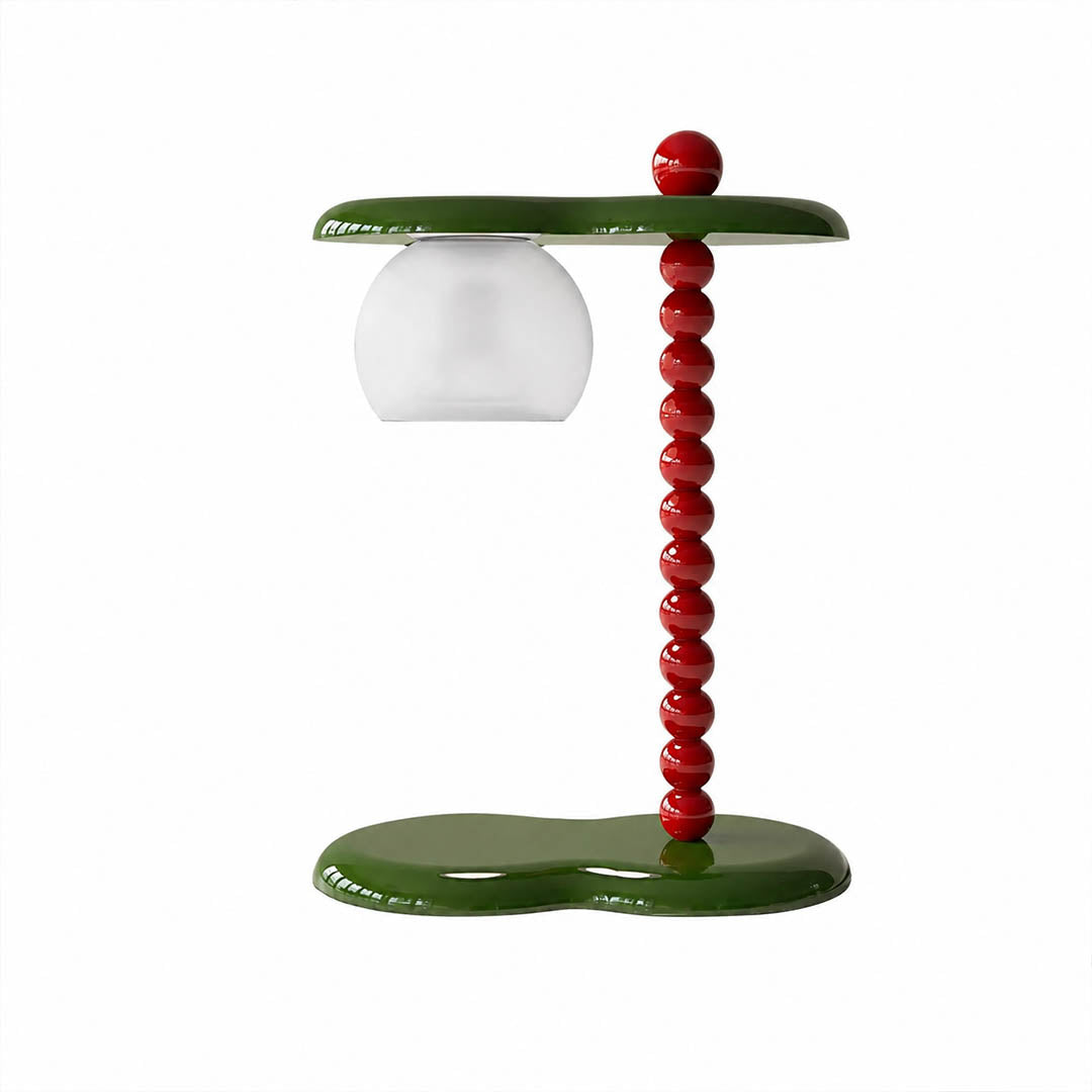 Vero colorblock table lamp green red two tone metal column white glass shade compact white background front view