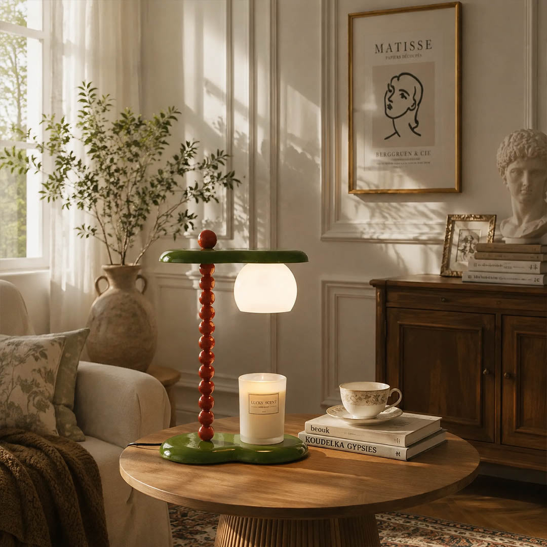 Vero colorblock table lamp living room side end table warm glow two tone compact colorful American home lifestyle interior styled