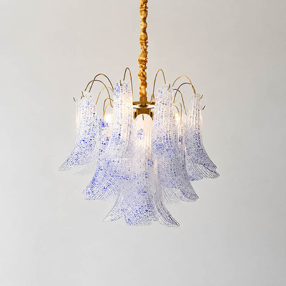 Verona Murano glass flower chandelier small 20 inch blue ocean hand blown Italian artisan cluster orb sculptural statement modern coastal white background