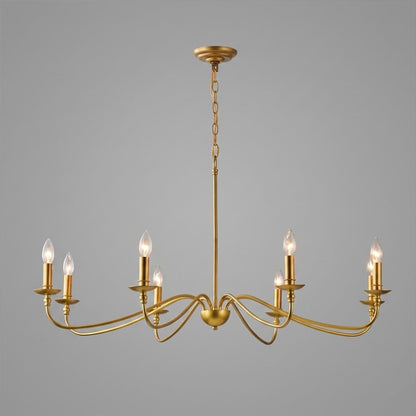 Versailles brass candle chandelier above dining table warm vintage light traditional interior
