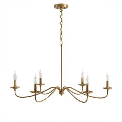 Versailles brass candle chandelier above dining table warm vintage light traditional interior