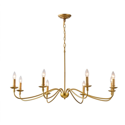 Versailles solid brass chandelier 8-light large multi-arm candle style white background