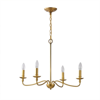 Versailles brass candle chandelier above dining table warm vintage light traditional interior