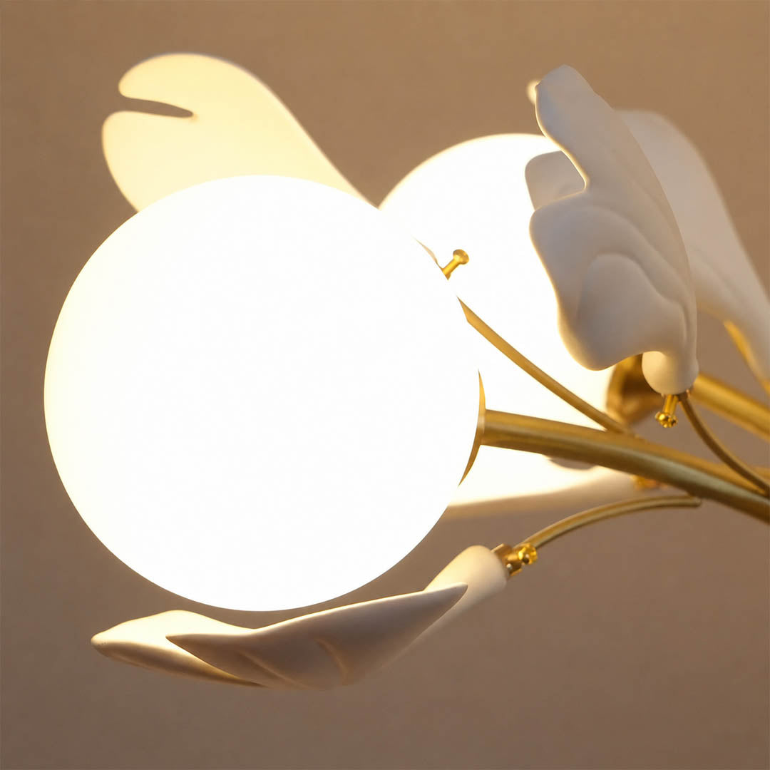 Vico Gingko Chandelier frosted crystal-clear glass ball shade highly transparent yellowing-resistant soft uniform light detail close up premium