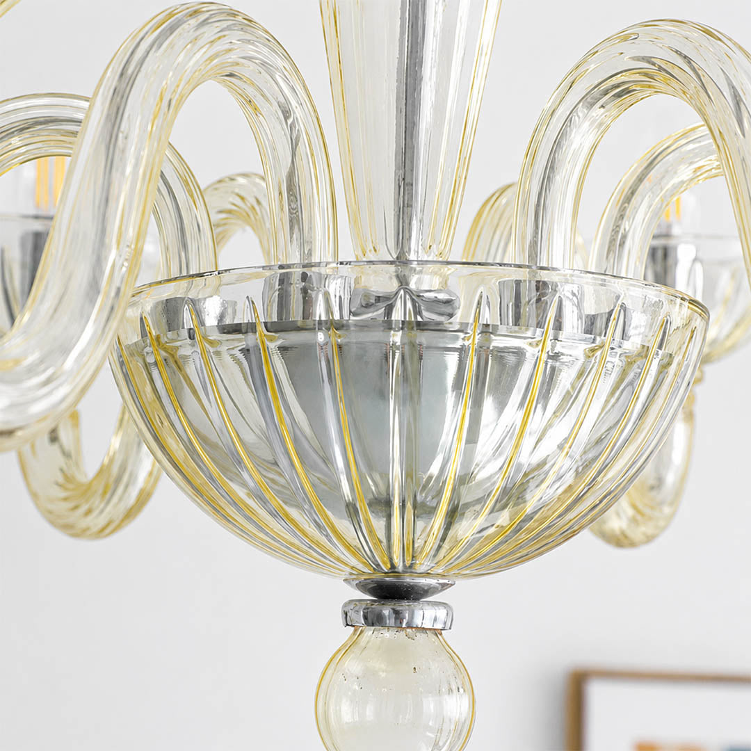 Vienna fluted glass craftsmanship vertical ridges texture light refraction detail close up Hollywood Regency Vintage quality