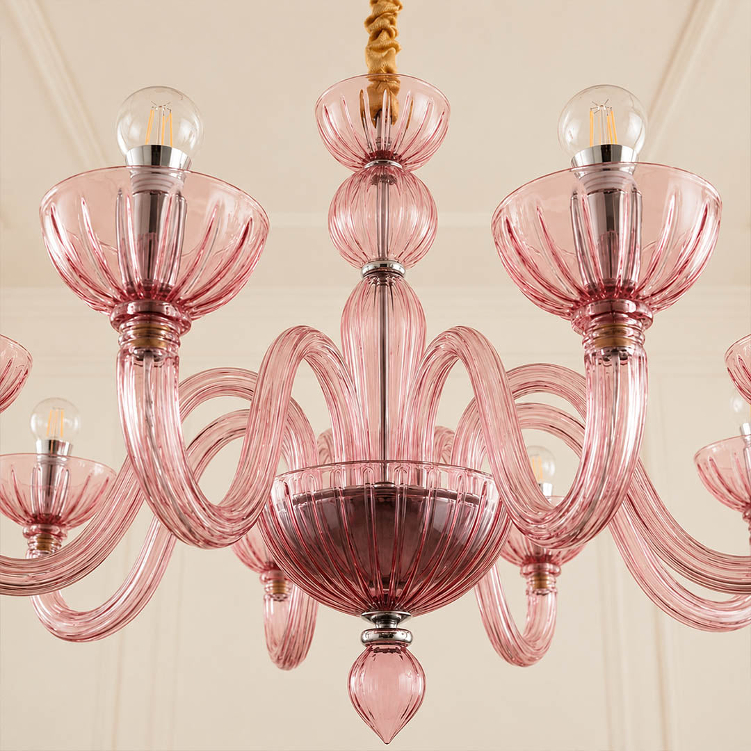 Vienna fluted glass craftsmanship vertical ridges texture light refraction detail close up Hollywood Regency Vintage quality