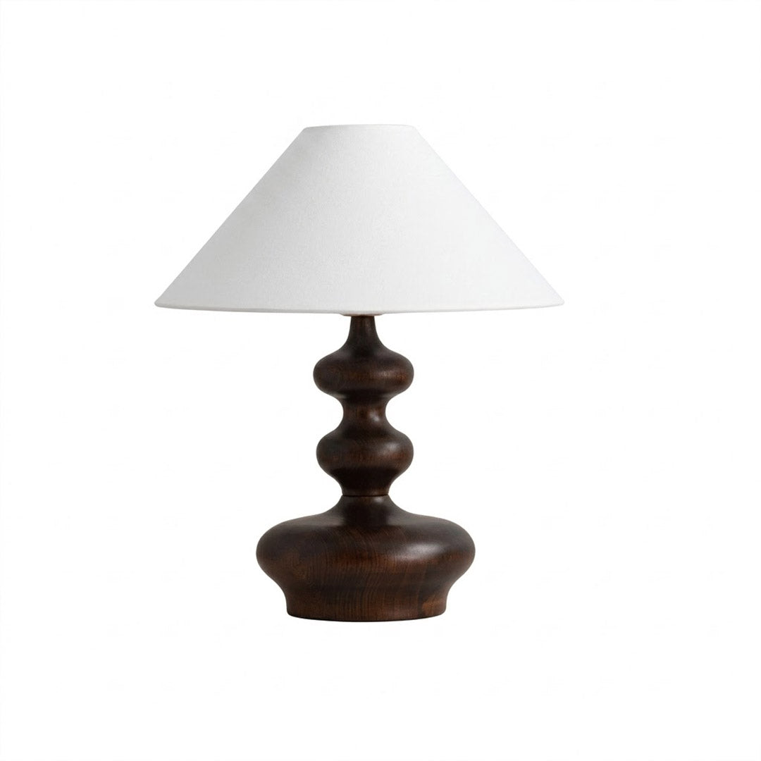 Vienne French vintage table lamp ash wood base handwoven fabric shade Art Deco cylinder white background