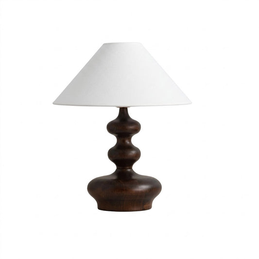 Vienne French vintage table lamp ash wood base handwoven fabric shade Art Deco cylinder white background