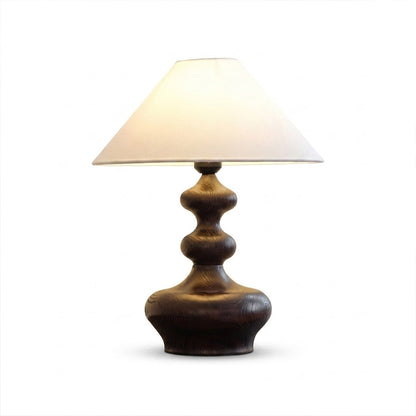 Vienne French vintage table lamp ash wood base handwoven fabric shade Art Deco cylinder white background