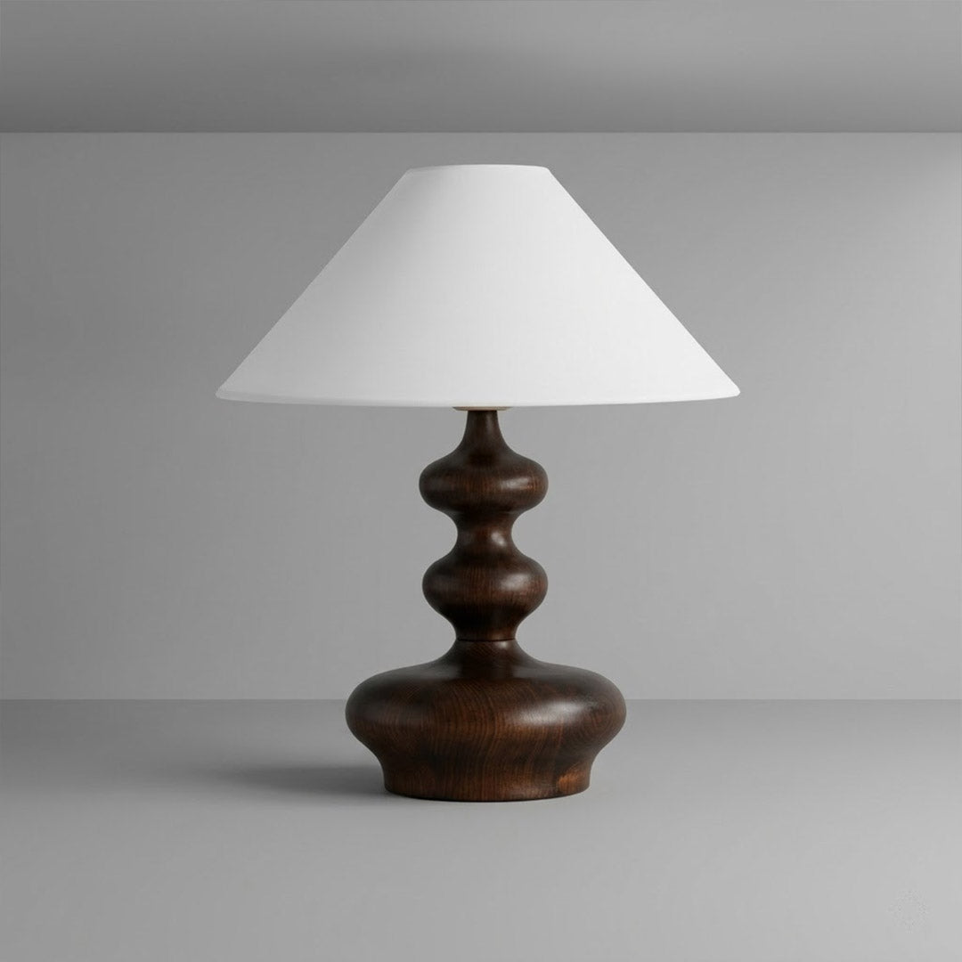 Vienne French vintage table lamp on nightstand bedroom warm fabric shade glow lifestyle interior