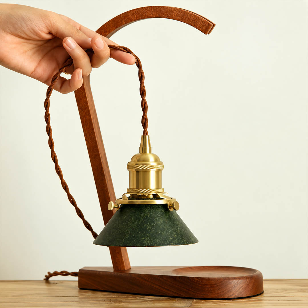 Vireo candle warmer lamp walnut wood grain natural texture warm tone detail close up organic