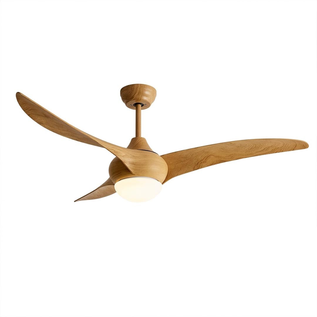 Volari 52 inch flush mount ceiling fan wood grain blades integrated LED white background