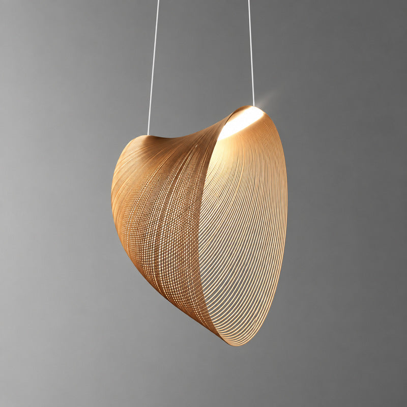 Large 31.5-inch Voluta bent-wood pendant light as a sculptural statement over a long table