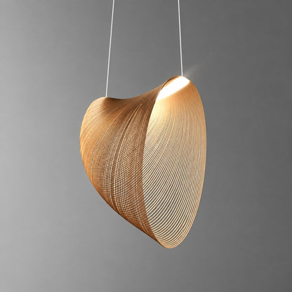 Large 31.5-inch Voluta bent-wood pendant light as a sculptural statement over a long table