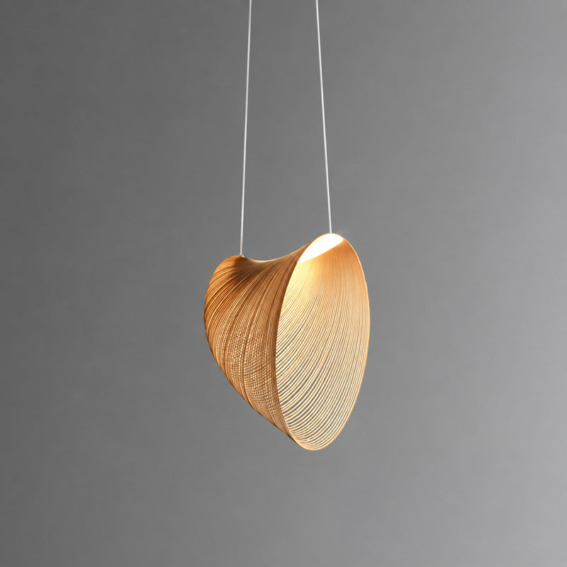 Small 15.7-inch Voluta bent-wood pendant light over a breakfast nook or entry