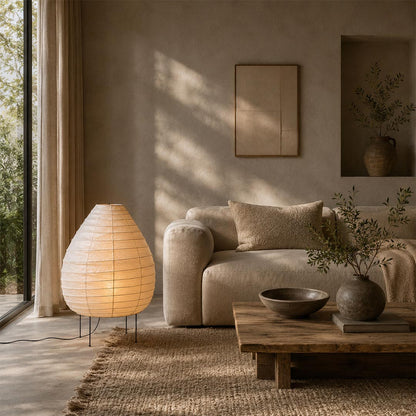 Akari 23N Washi Paper Pear-Shape Sculptural Floor Lamp