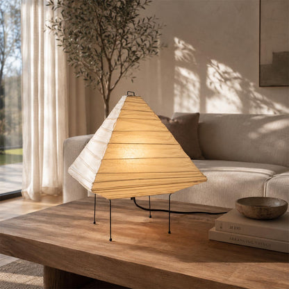 Modern organic living room coffee table styled with Washi Paper 5X Table Lamp - stuberlighting