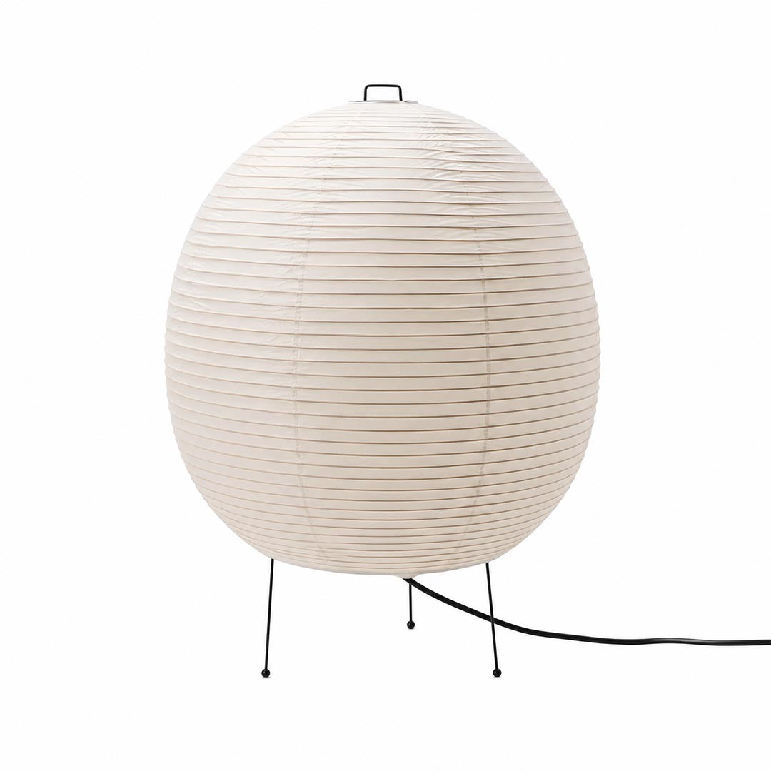Minimalist round Washi Paper Bonn Table Light on white background - stuberlighting