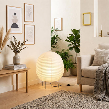 Contemporary room styling with Washi Paper Bonn Table Light on a side table - stuberlighting