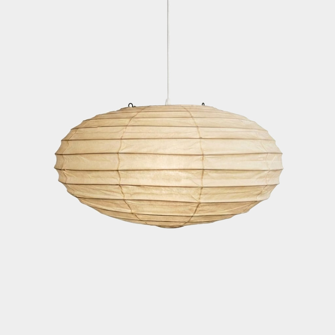 Washi Paper EN Series Pendant Light saucer shape illuminated with warm glow