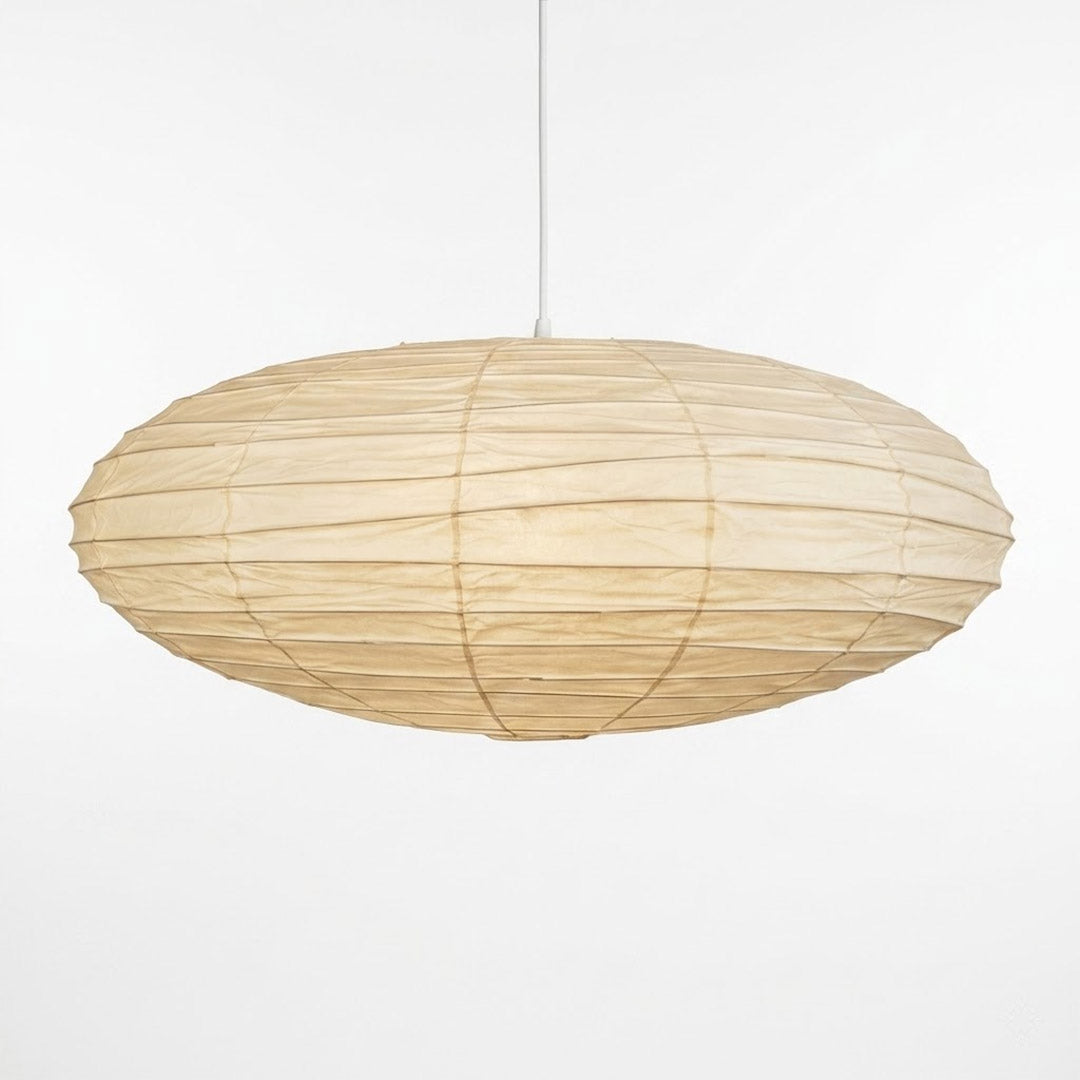 Washi Paper EN Series Pendant Light saucer shape illuminated with warm glow