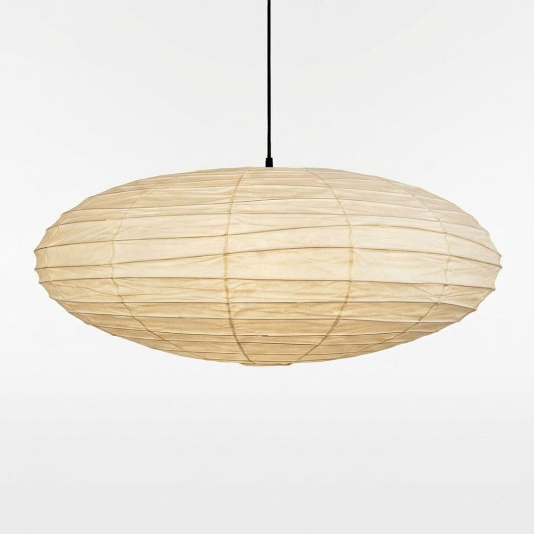 Washi Paper EN Series Pendant Light saucer shape illuminated with warm glow