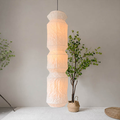 Washi Paper L6 pendant light 63 inch tall white wire modern dining room double height statement architectural sculptural minimalist Japandi warm ambient elegant lifestyle interior