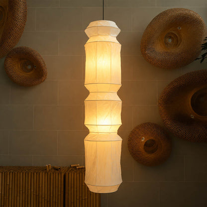 Washi Paper L6 pendant light 63 inch tall white wire modern art gallery exhibition space architectural sculptural statement minimalist Japandi contemporary warm ambient lifestyle interior