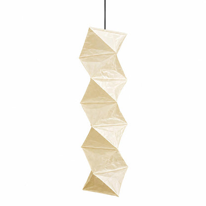 Geometric origami-style Washi Paper L8 Pendant Light illuminated against a clean white backdrop by Stuber Lighting.