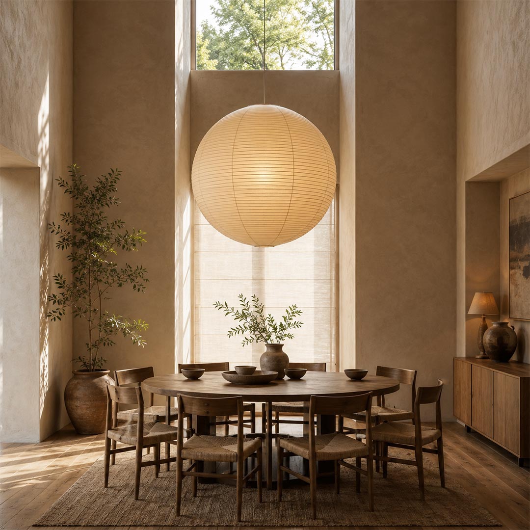 Artistic pleated paper pendant light, a creative handmade fixture ideal for living room, dining area, and bedroom atmosphere.